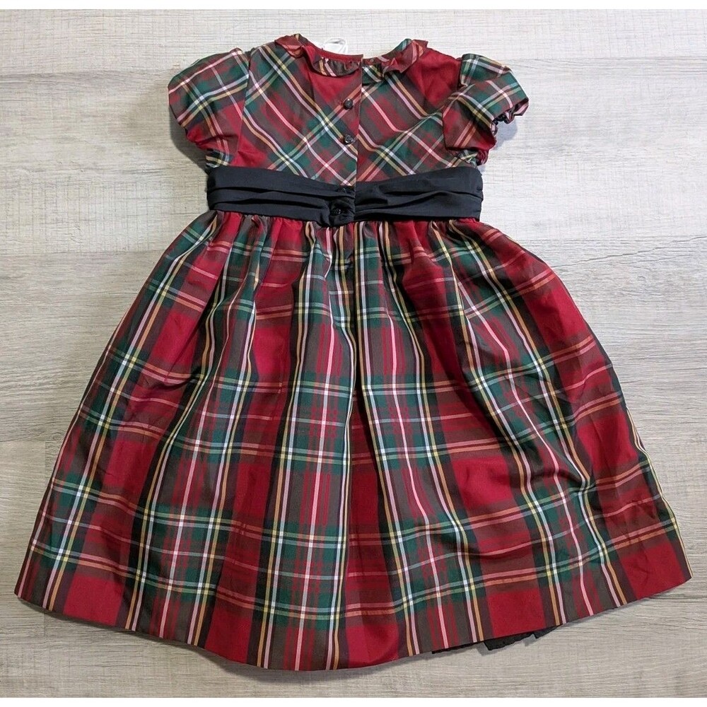 Ralph Lauren Tartan Plaid Bow Sash Holiday Party Dress Toddler Girls 24M Red NWT - Picture 7 of 9